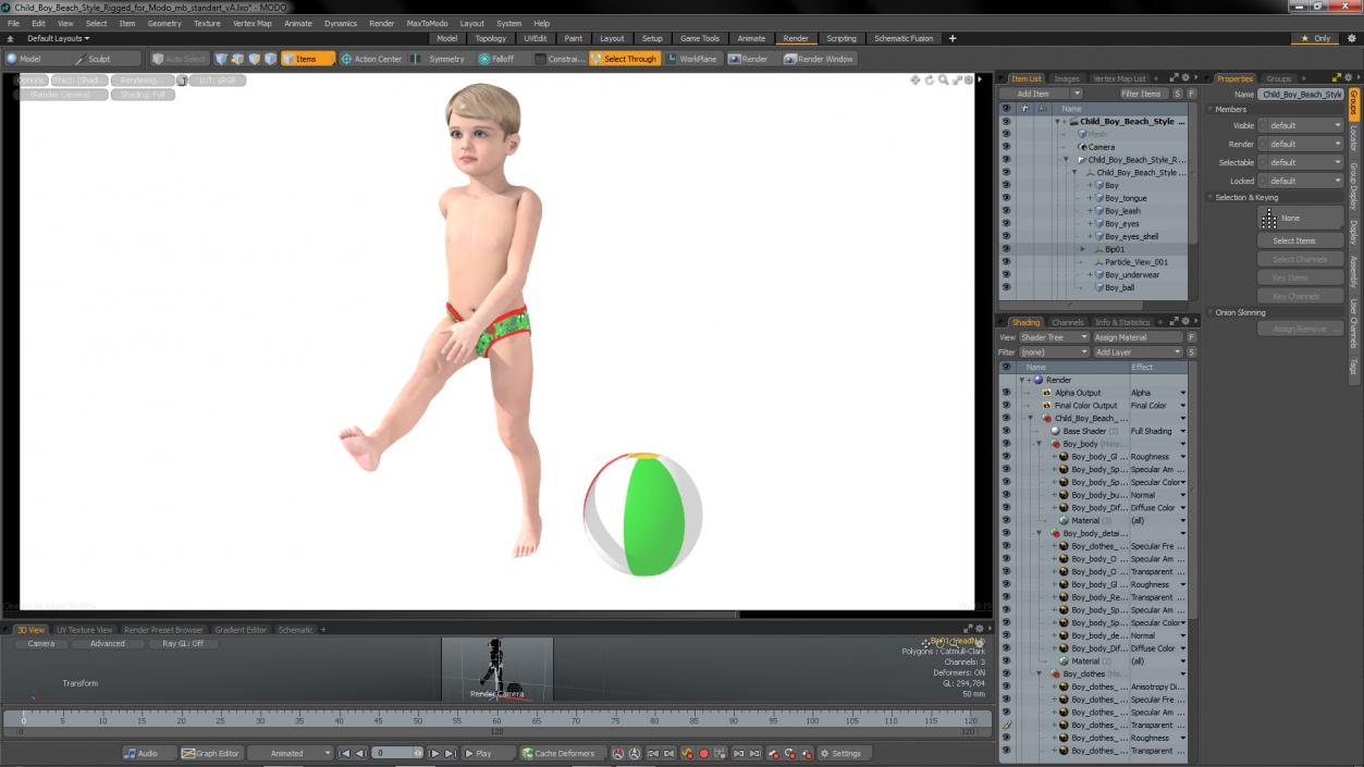 Child Boy Beach Style Rigged for Modo 3D