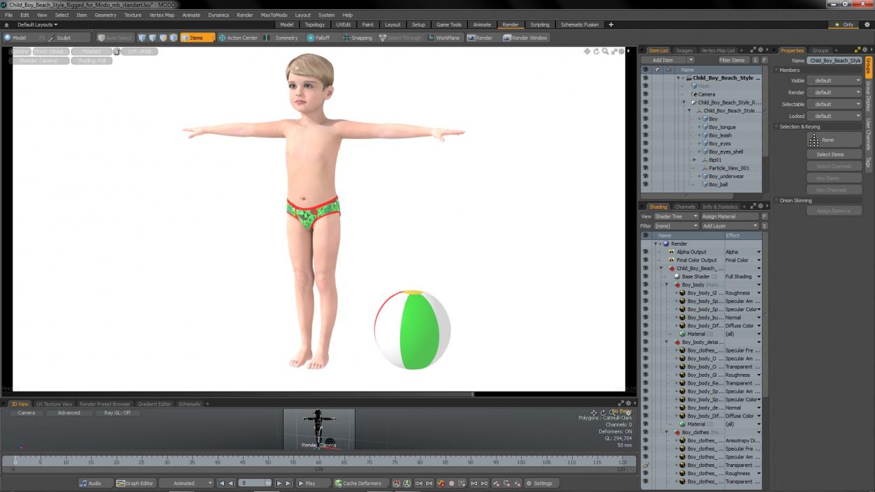 Child Boy Beach Style Rigged for Modo 3D