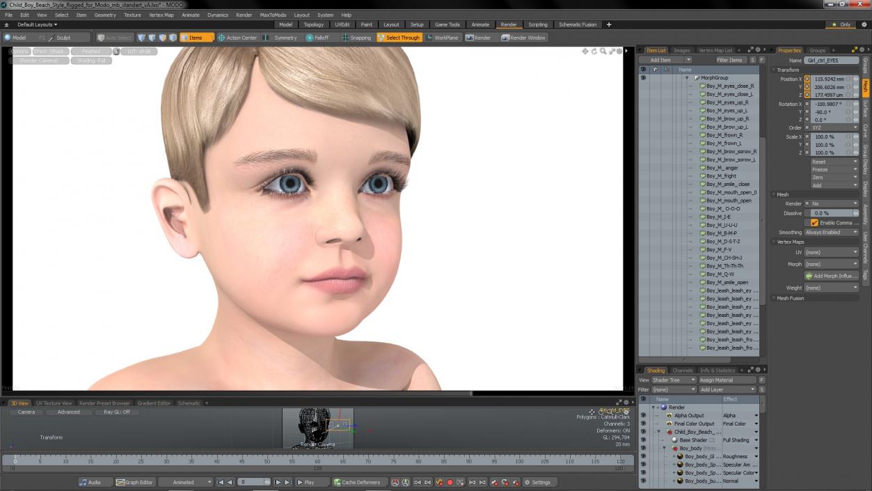 Child Boy Beach Style Rigged for Modo 3D