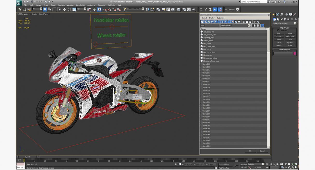 3D Honda CBR 1000RR Fireblade 2016 Rigged model