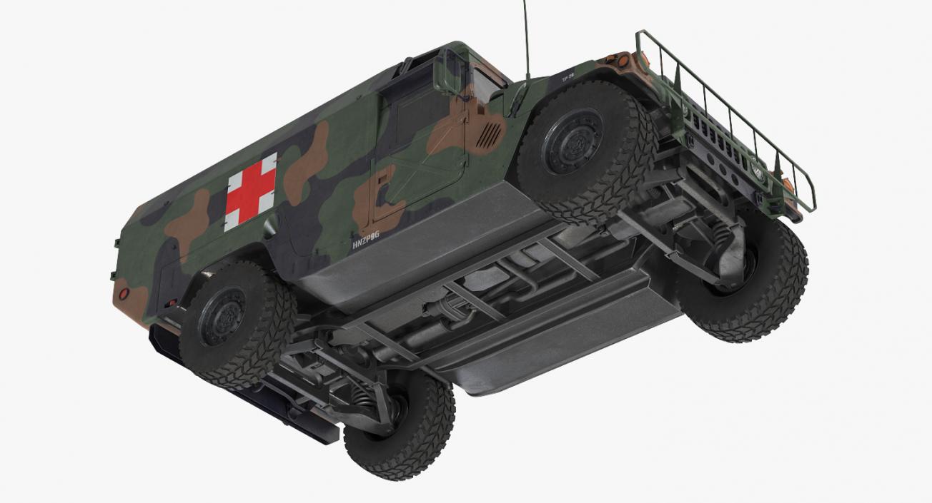 3D Mini Ambulance Military Car HMMWV m996 Camo model