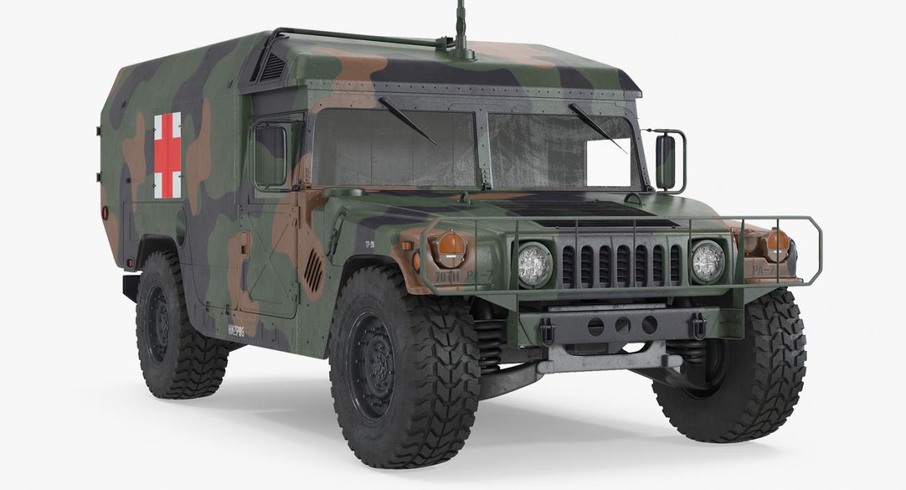 3D Mini Ambulance Military Car HMMWV m996 Camo model