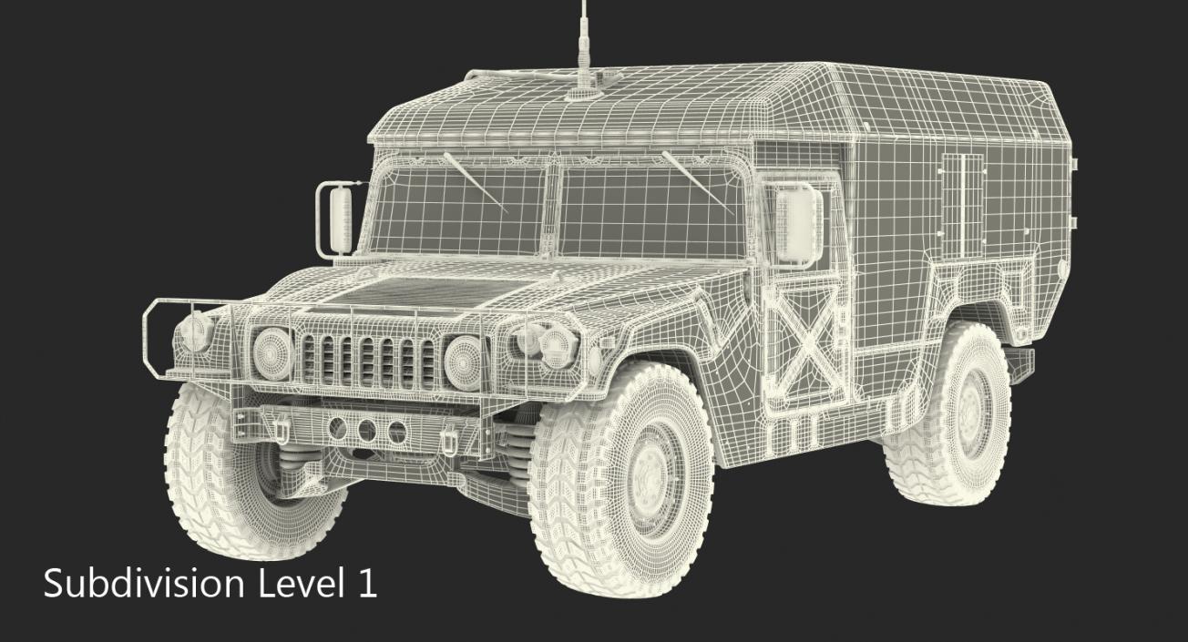 3D Mini Ambulance Military Car HMMWV m996 Camo model