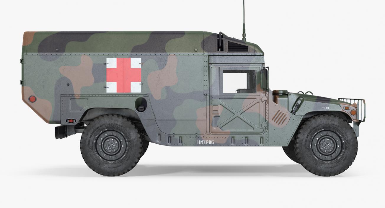 3D Mini Ambulance Military Car HMMWV m996 Camo model