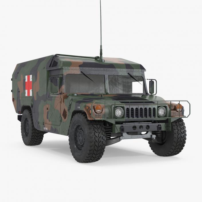 3D Mini Ambulance Military Car HMMWV m996 Camo model