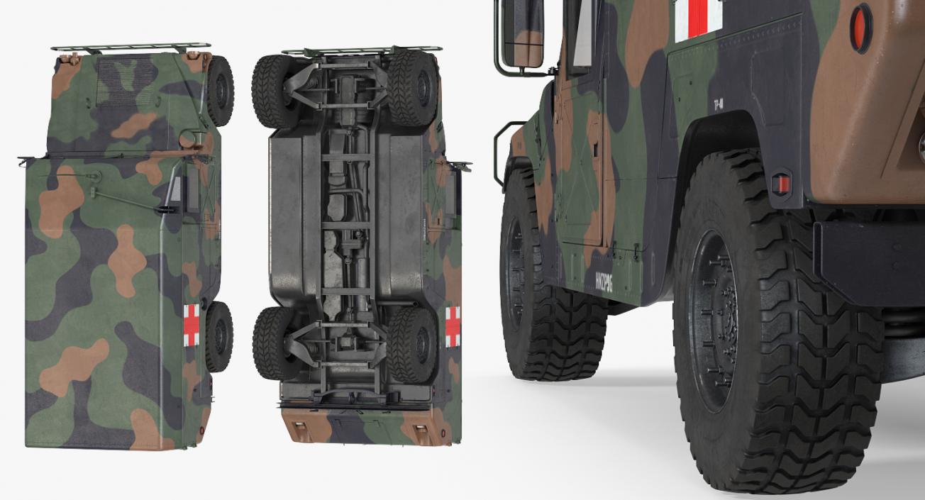 3D Mini Ambulance Military Car HMMWV m996 Camo model