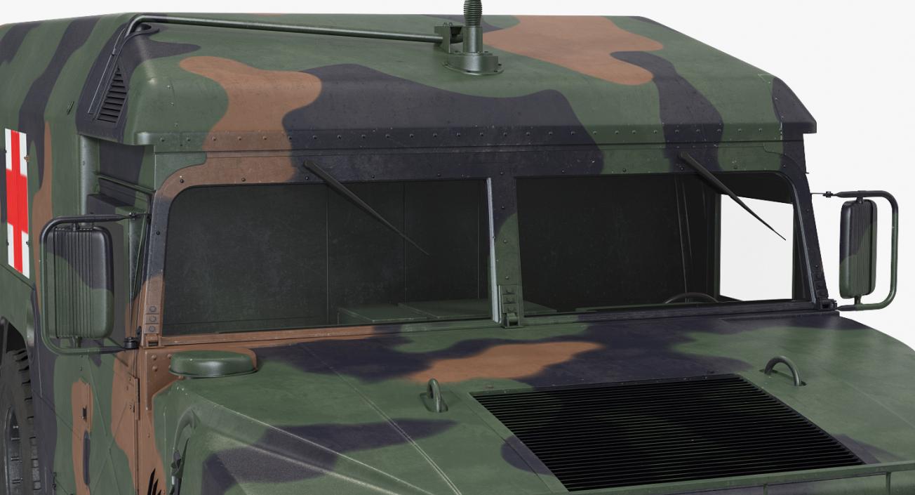 3D Mini Ambulance Military Car HMMWV m996 Camo model