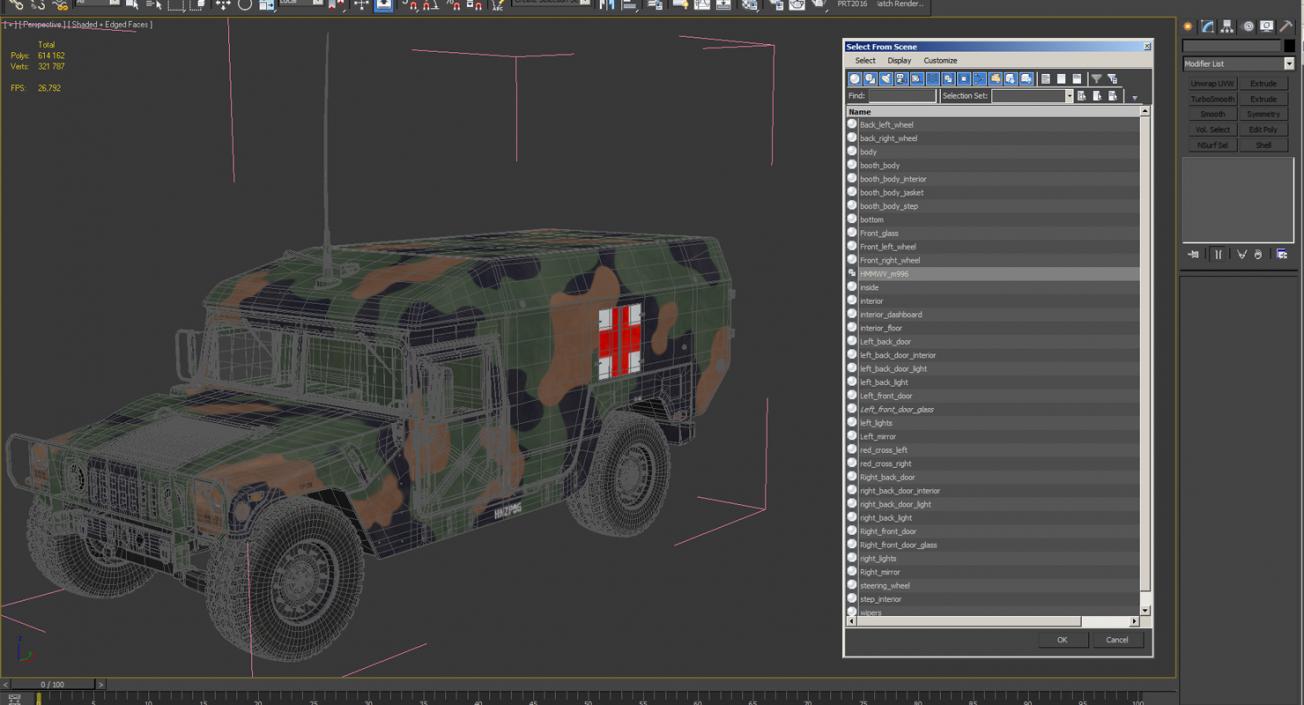 3D Mini Ambulance Military Car HMMWV m996 Camo model