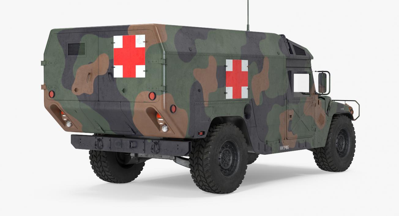 3D Mini Ambulance Military Car HMMWV m996 Camo model