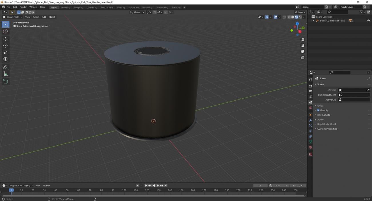 Black Cylinder Fish Tank 3D model