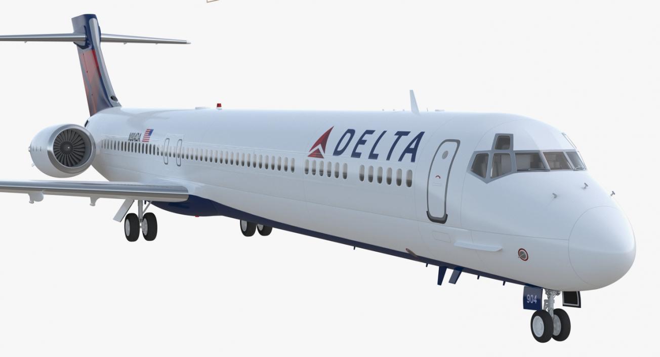 3D model McDonnell Douglas MD90 Delta Rigged