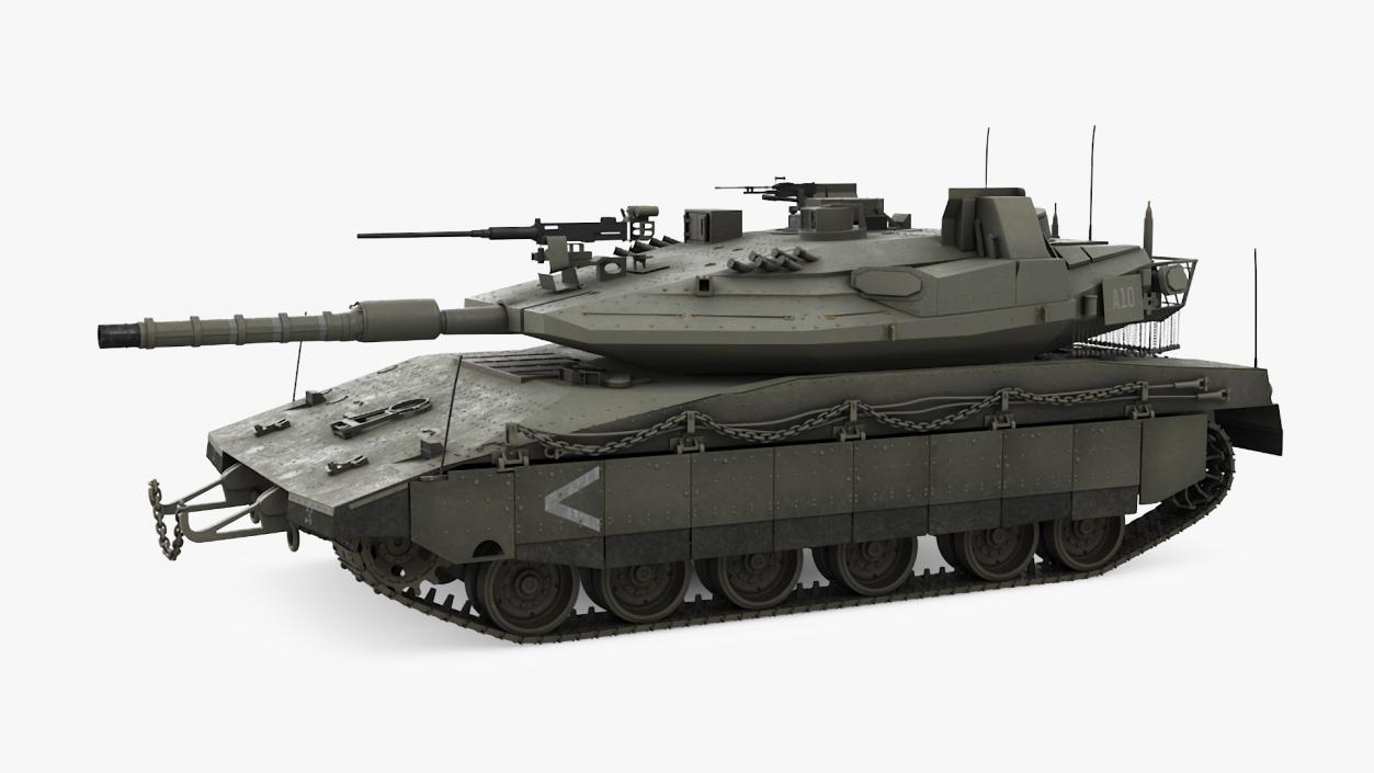 3D Dirty Israeli Tank Merkava 5 Olive Rigged