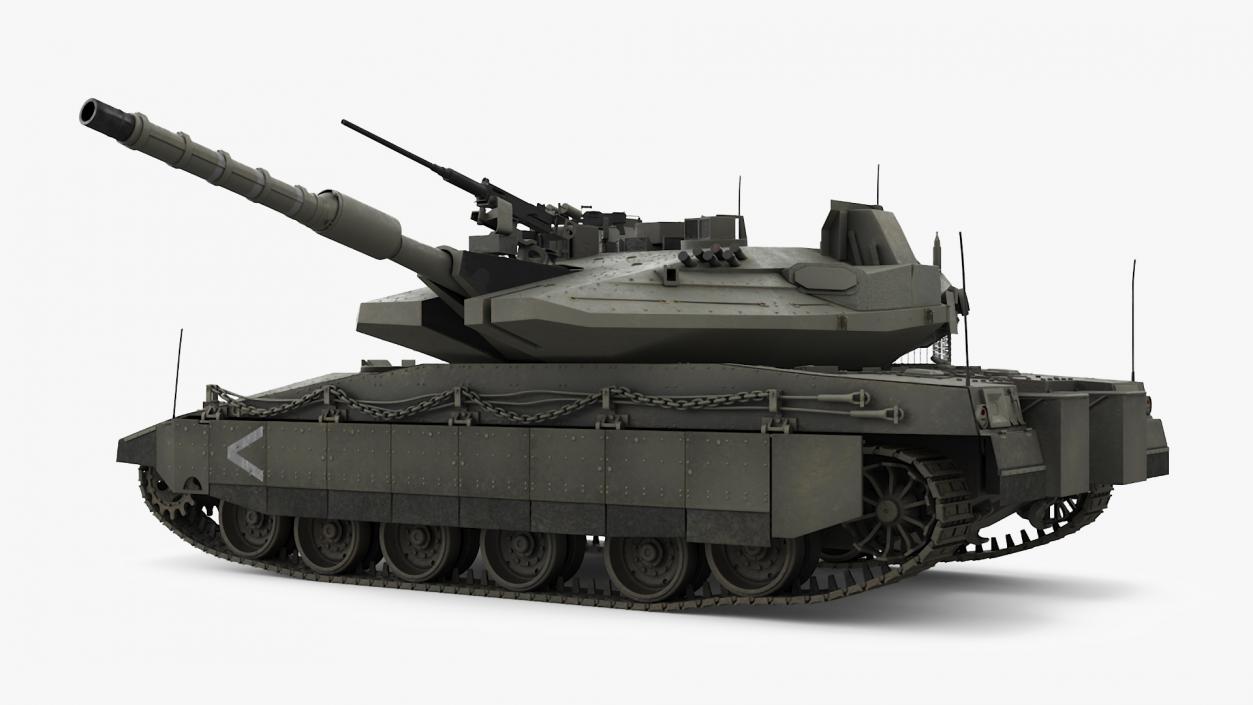 3D Dirty Israeli Tank Merkava 5 Olive Rigged