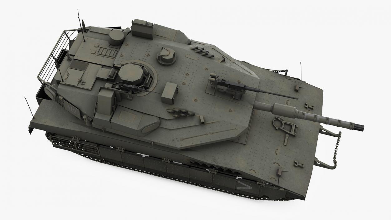 3D Dirty Israeli Tank Merkava 5 Olive Rigged