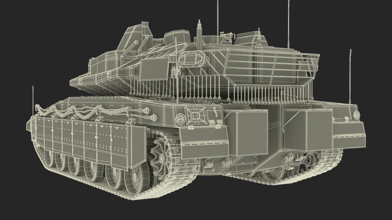 3D Dirty Israeli Tank Merkava 5 Olive Rigged