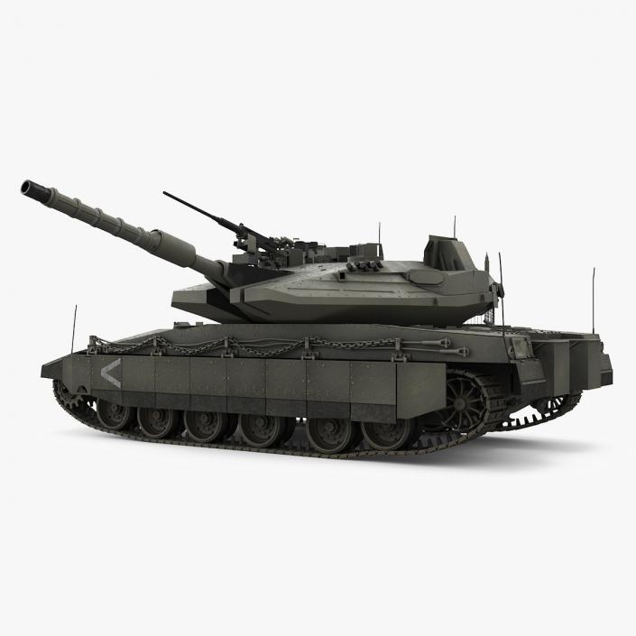 3D Dirty Israeli Tank Merkava 5 Olive Rigged