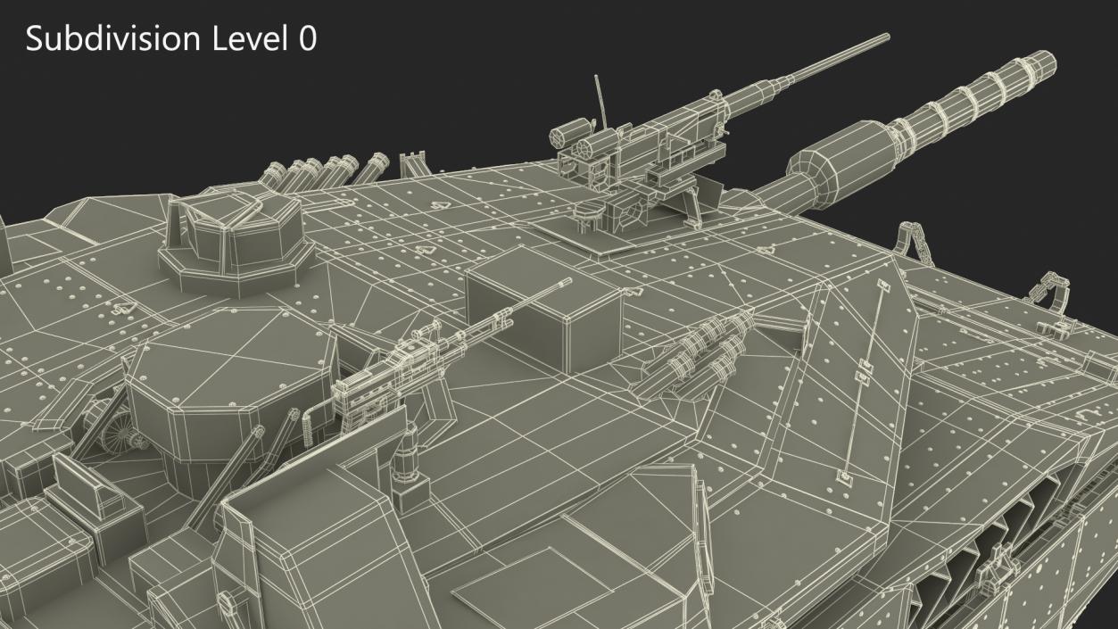 3D Dirty Israeli Tank Merkava 5 Olive Rigged