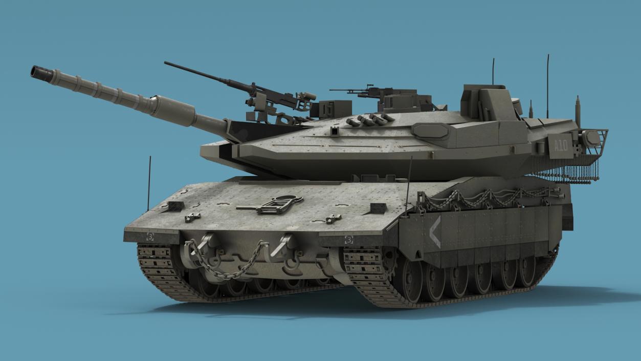 3D Dirty Israeli Tank Merkava 5 Olive Rigged