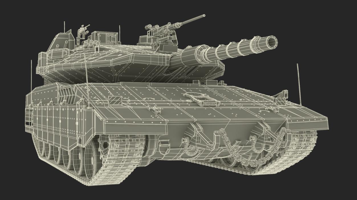 3D Dirty Israeli Tank Merkava 5 Olive Rigged