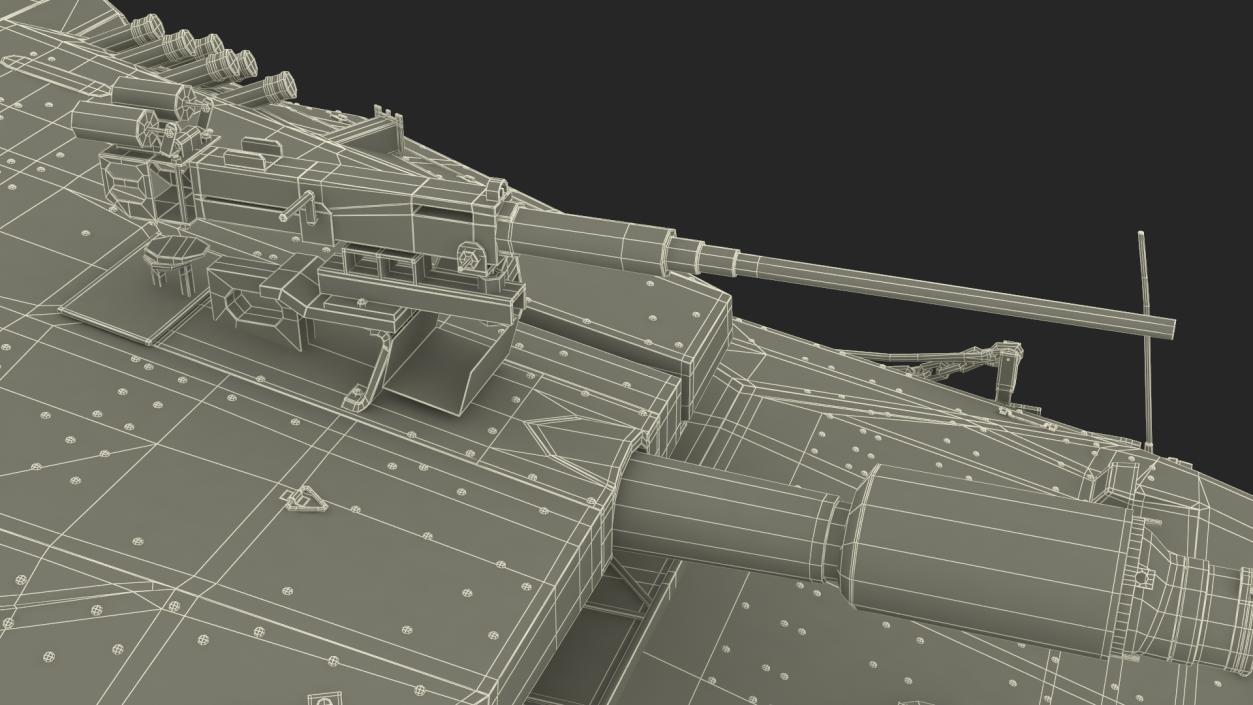 3D Dirty Israeli Tank Merkava 5 Olive Rigged