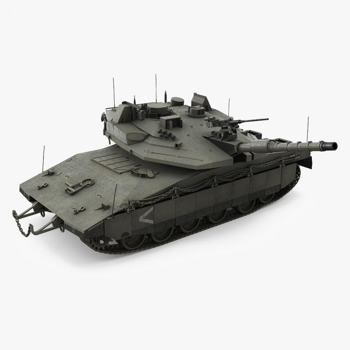 3D Dirty Israeli Tank Merkava 5 Olive Rigged