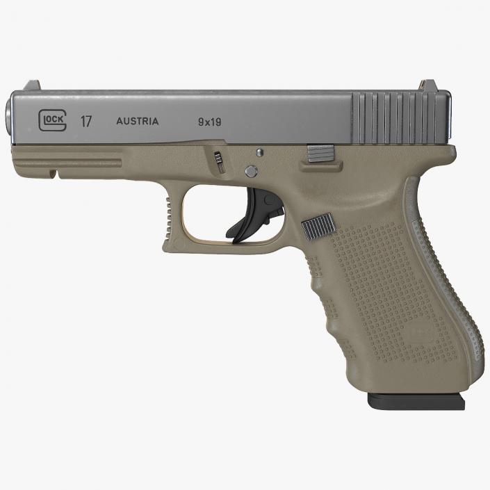 3D Olive Glock 17 with Magazine model