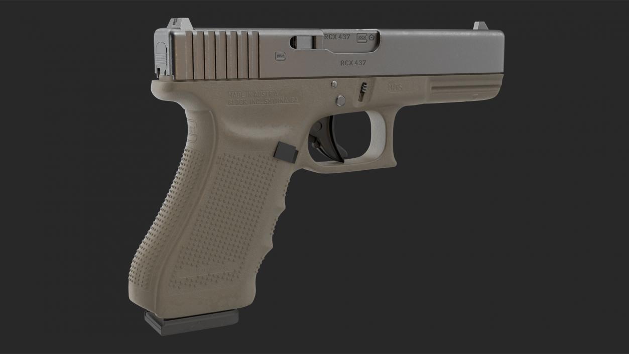 3D Olive Glock 17 with Magazine model