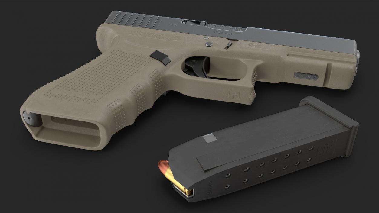 3D Olive Glock 17 with Magazine model