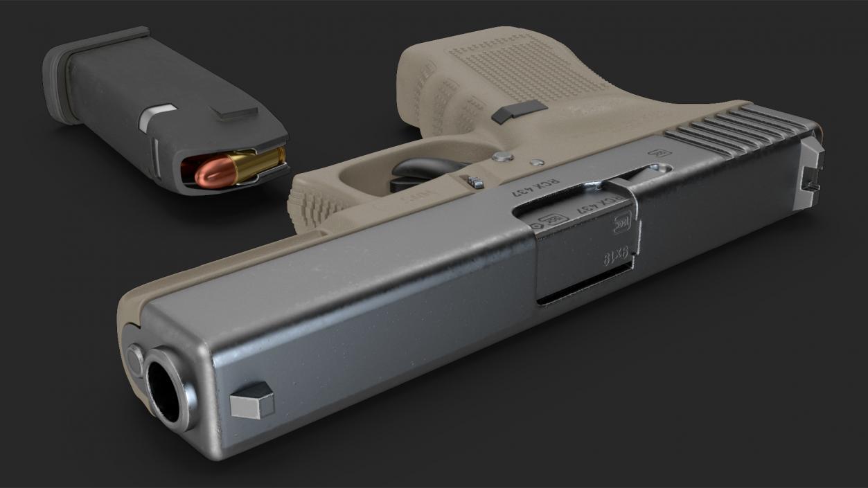 3D Olive Glock 17 with Magazine model