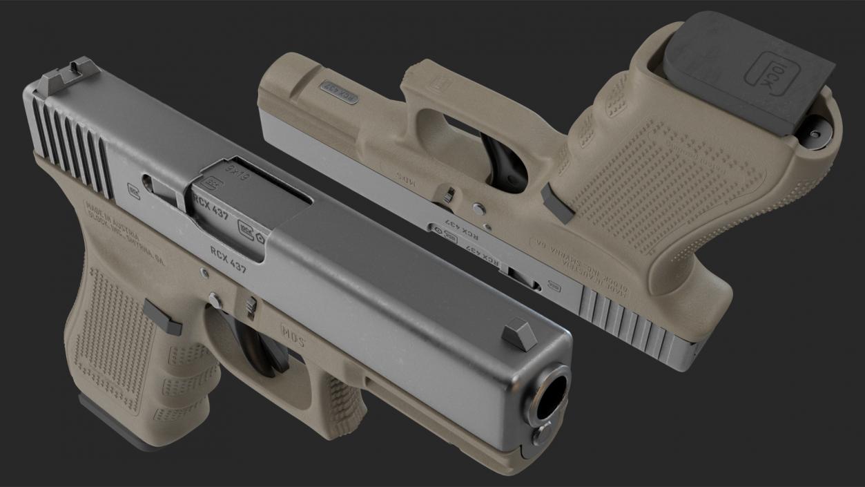 3D Olive Glock 17 with Magazine model