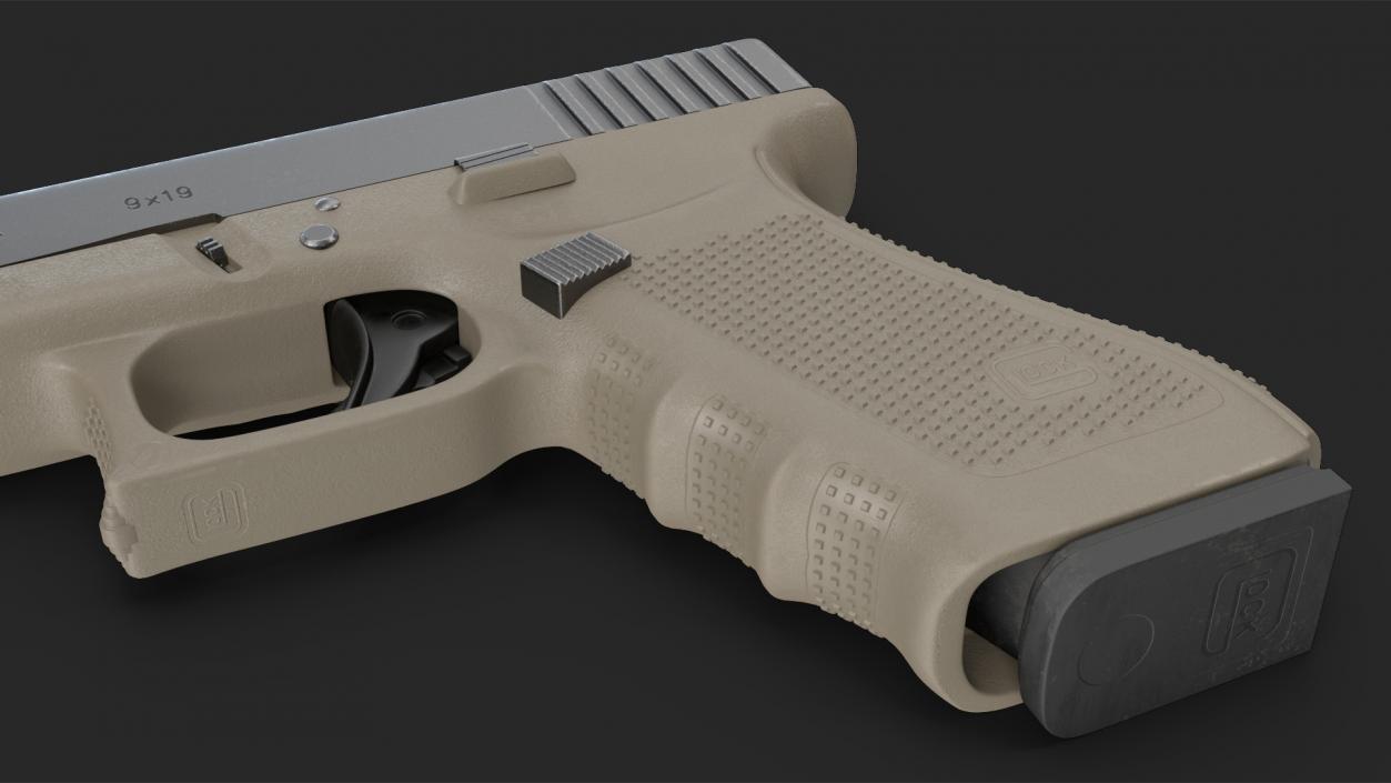 3D Olive Glock 17 with Magazine model