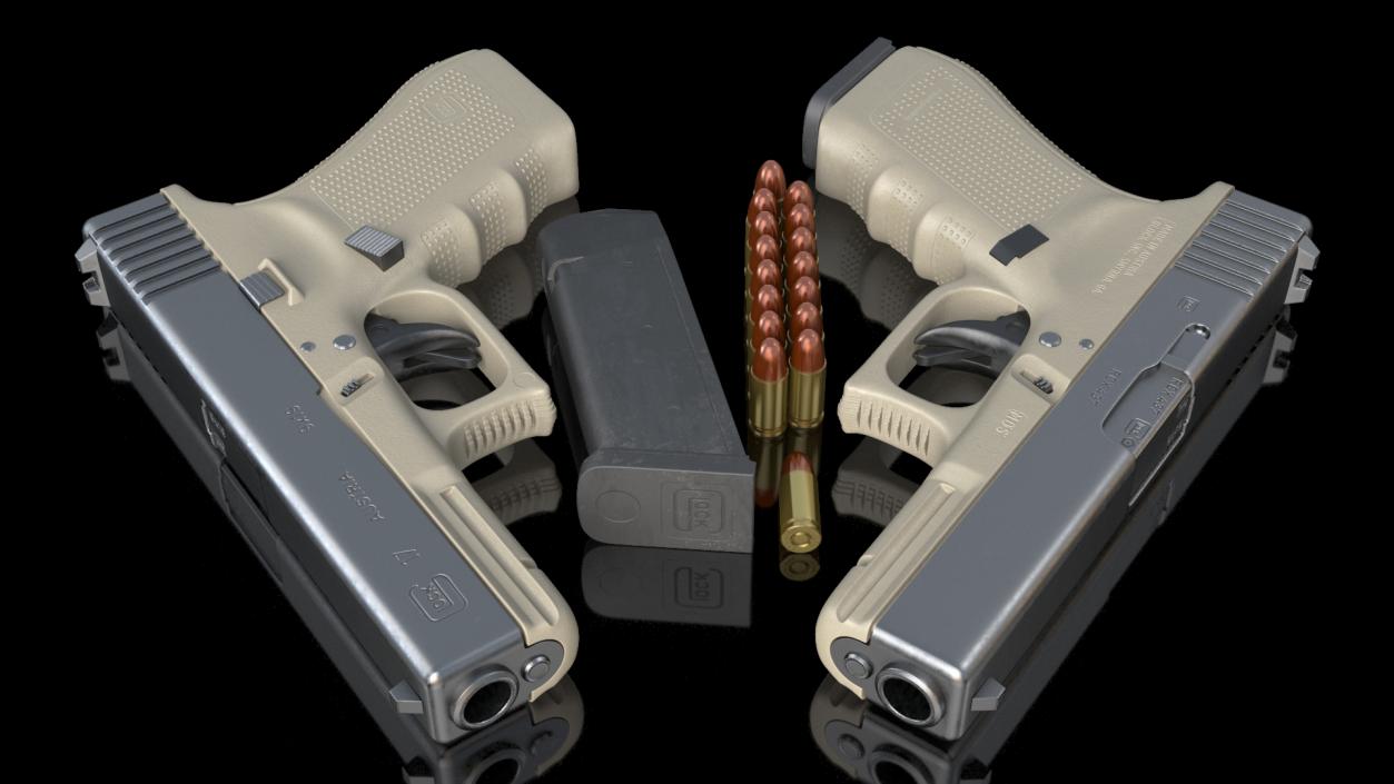 3D Olive Glock 17 with Magazine model