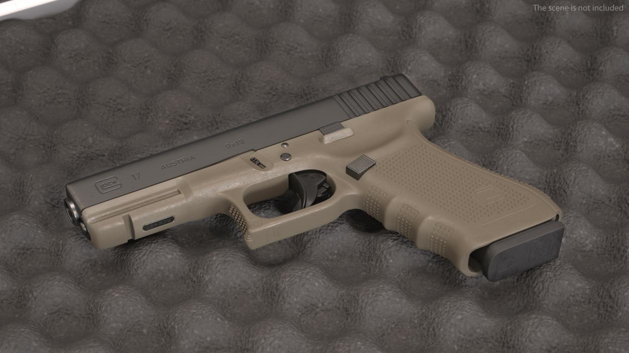 3D Olive Glock 17 with Magazine model