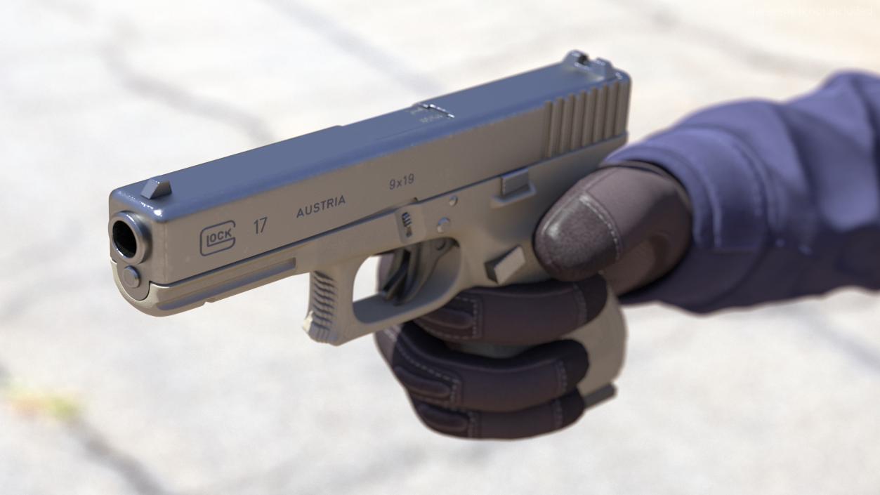 3D Olive Glock 17 with Magazine model