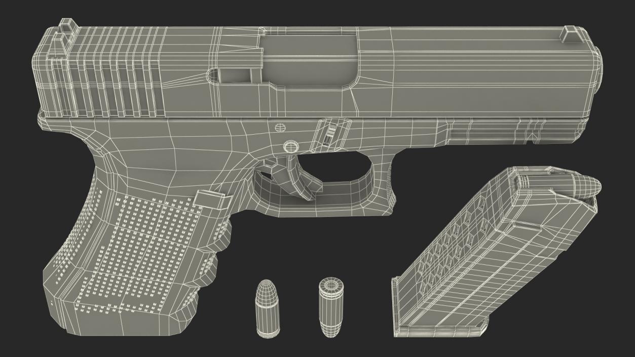 3D Olive Glock 17 with Magazine model