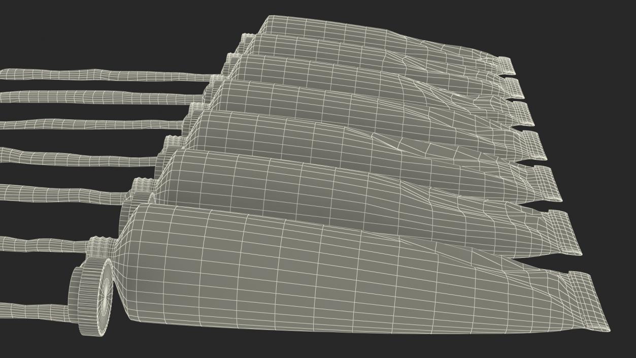 3D Row of Squeezed Oil Paint Tubes