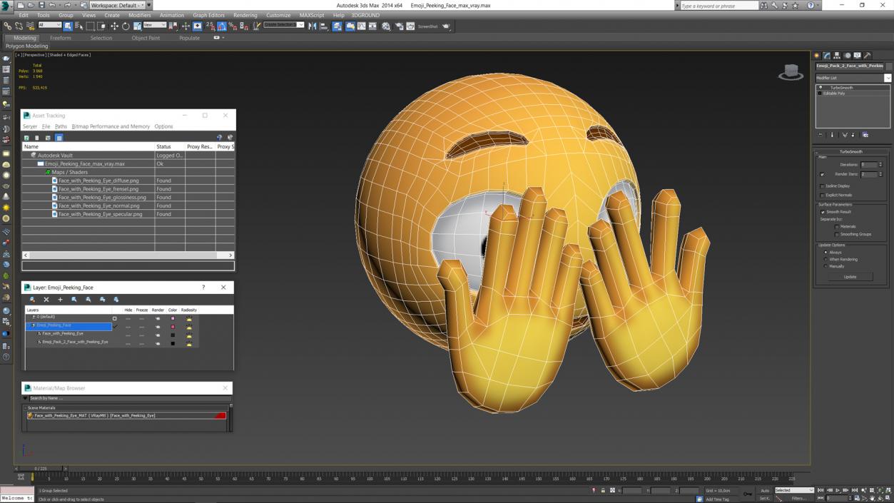 3D model Emoji Peeking Face 2