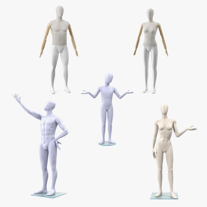 3D model Rigged Mannequins Collection 2