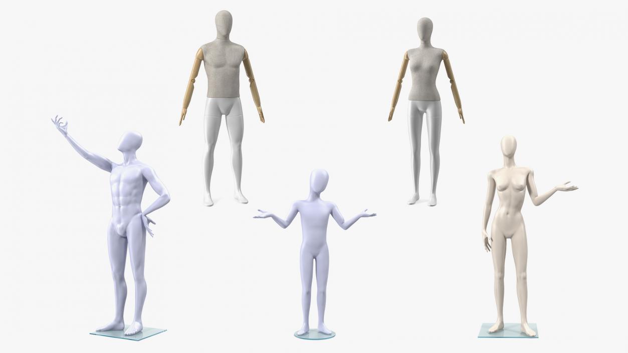 3D model Rigged Mannequins Collection 2