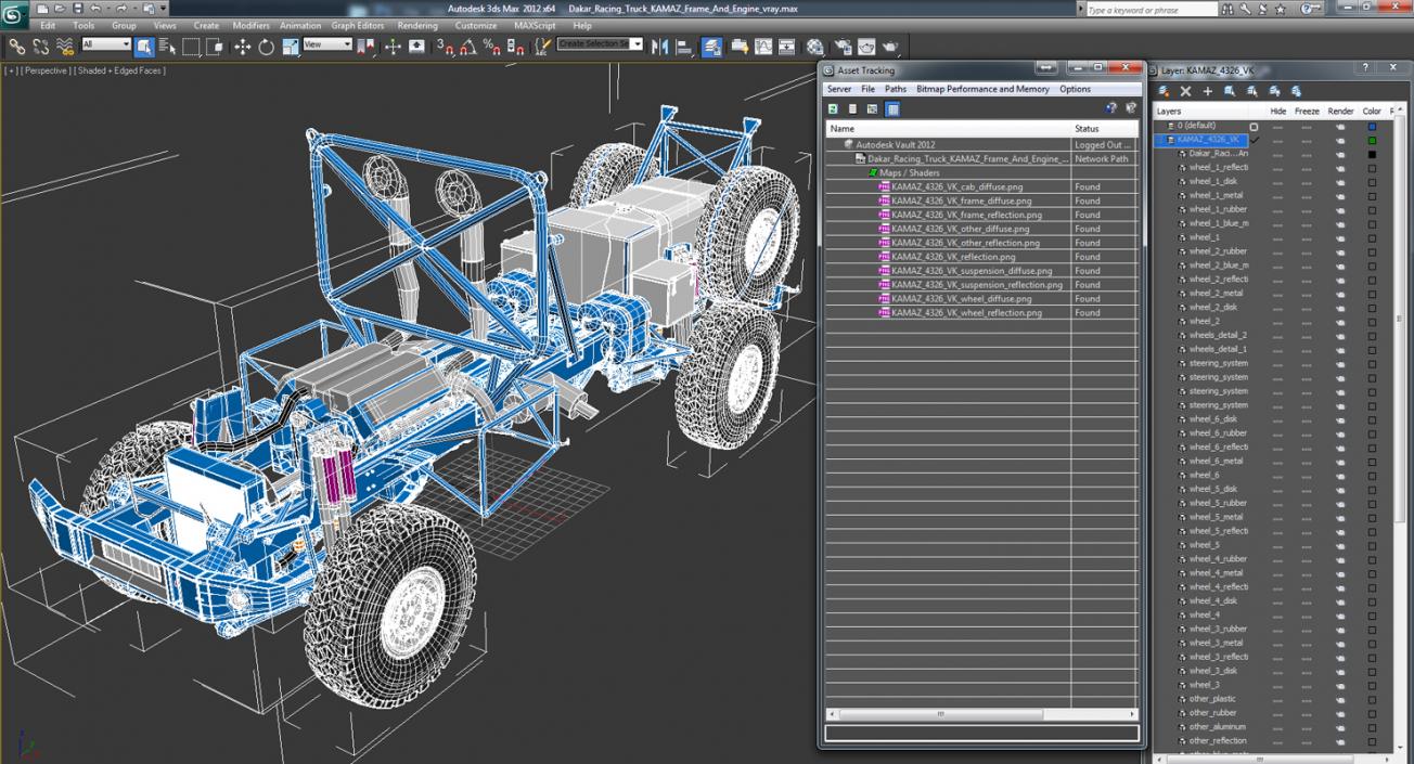 3D Dakar Racing Truck KAMAZ Frame And Engine