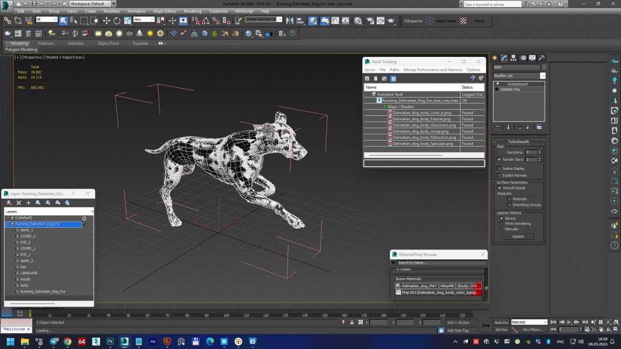 3D model Running Dalmatian Dog Fur