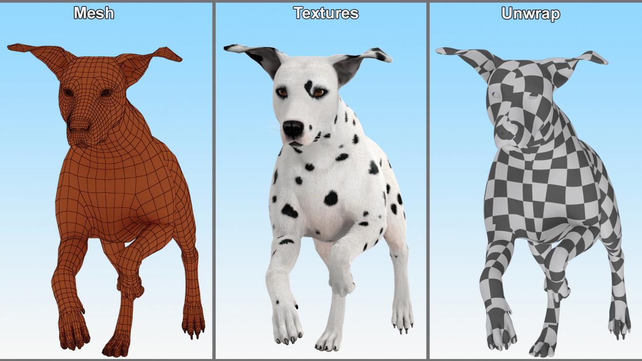 3D model Running Dalmatian Dog Fur