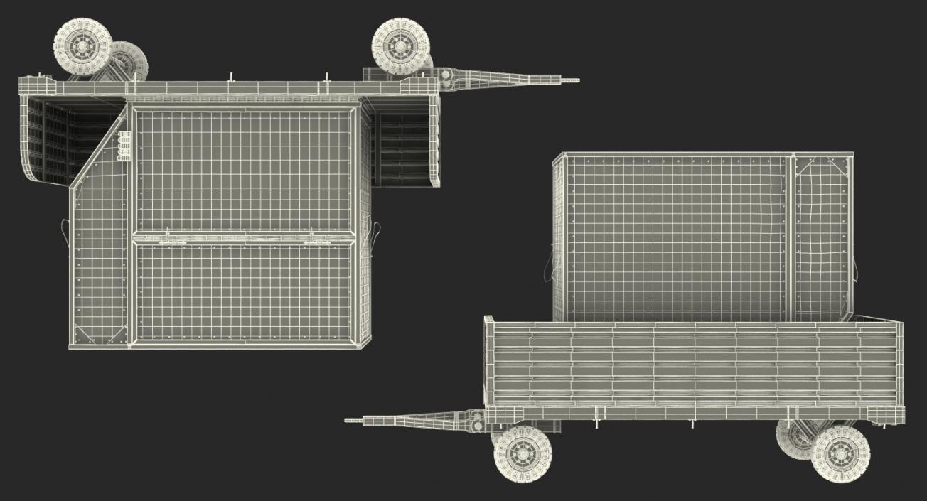 3D model Airport Luggage Trolley with Container Rigged