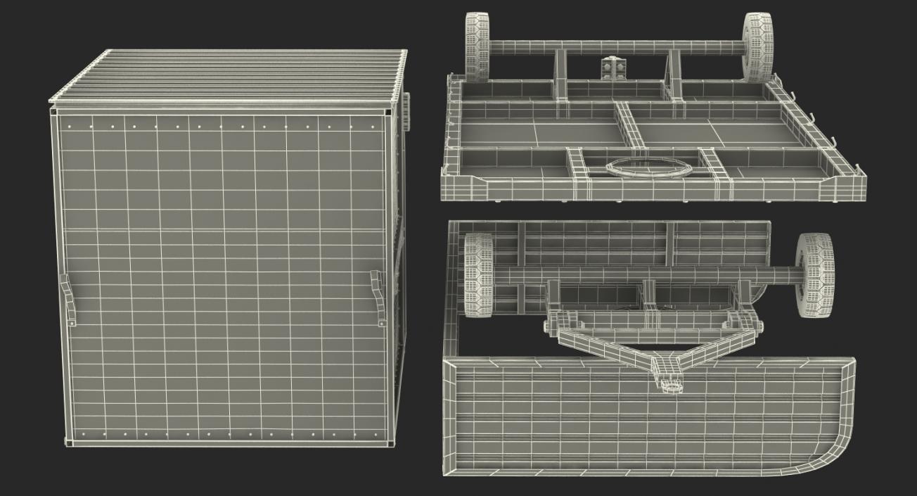 3D model Airport Luggage Trolley with Container Rigged