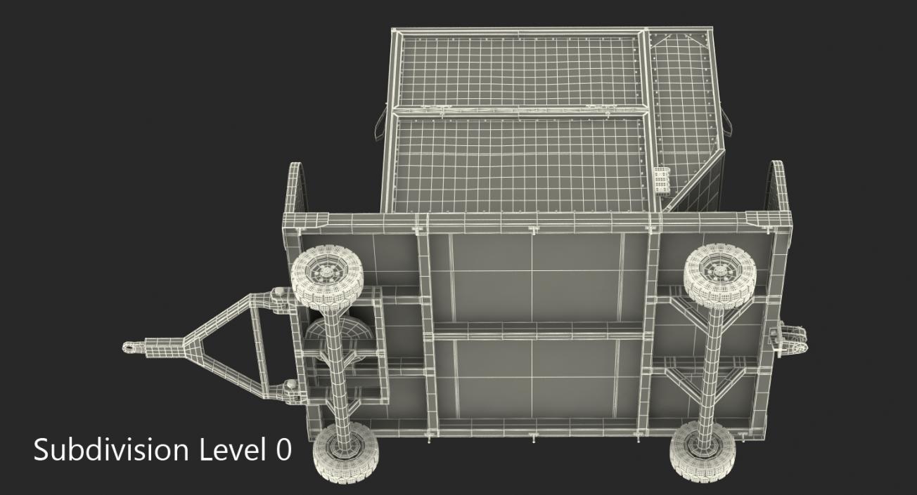 3D model Airport Luggage Trolley with Container Rigged