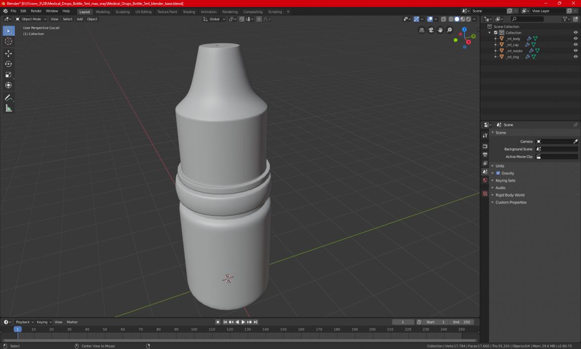 Medical Drops Bottle 5ml 3D model