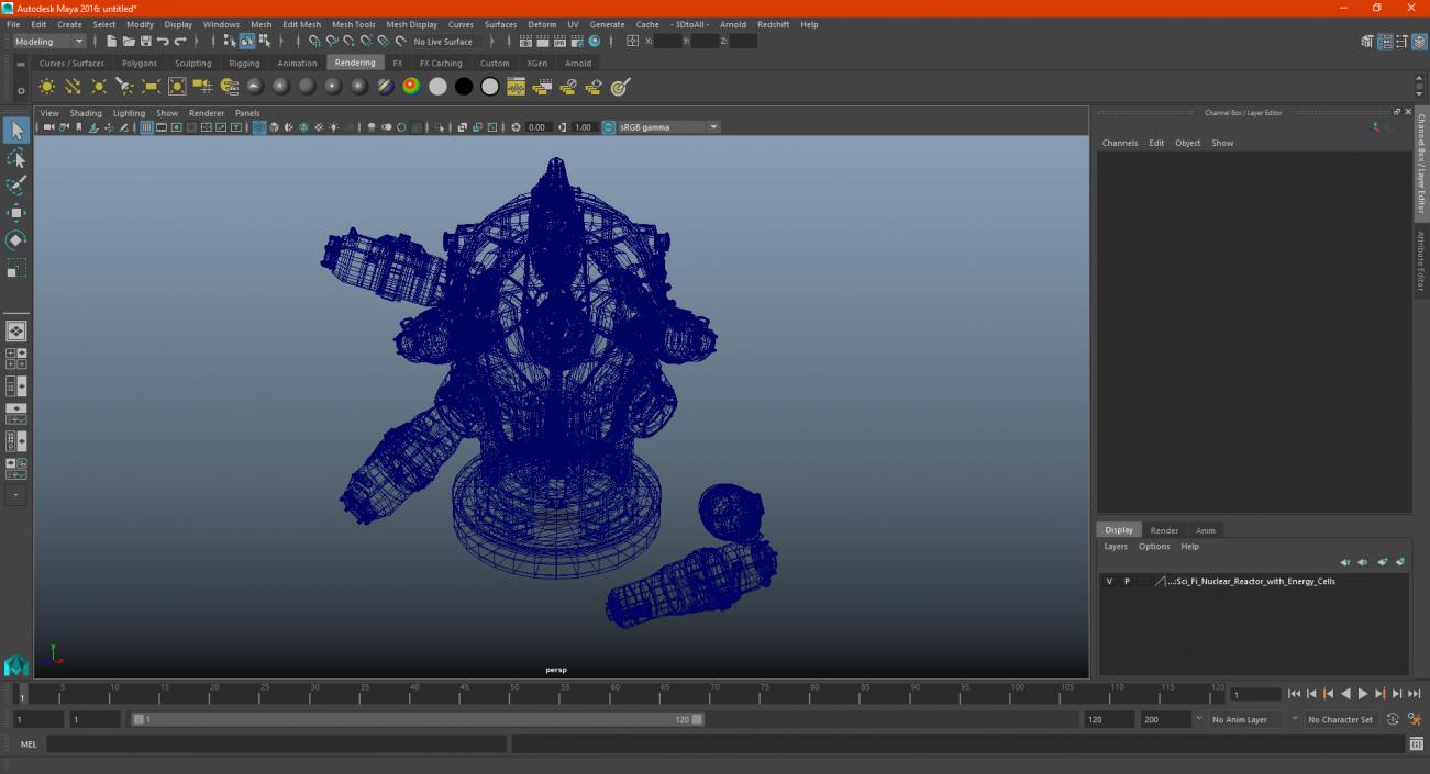 3D model Sci Fi Nuclear Reactor with Energy Cells