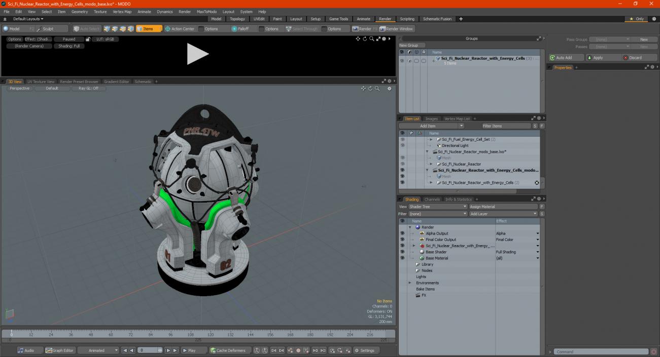 3D model Sci Fi Nuclear Reactor with Energy Cells