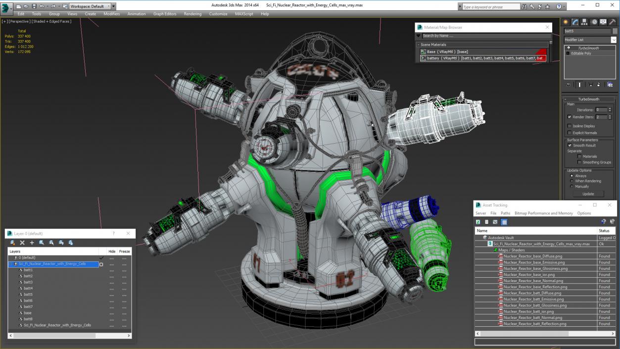 3D model Sci Fi Nuclear Reactor with Energy Cells