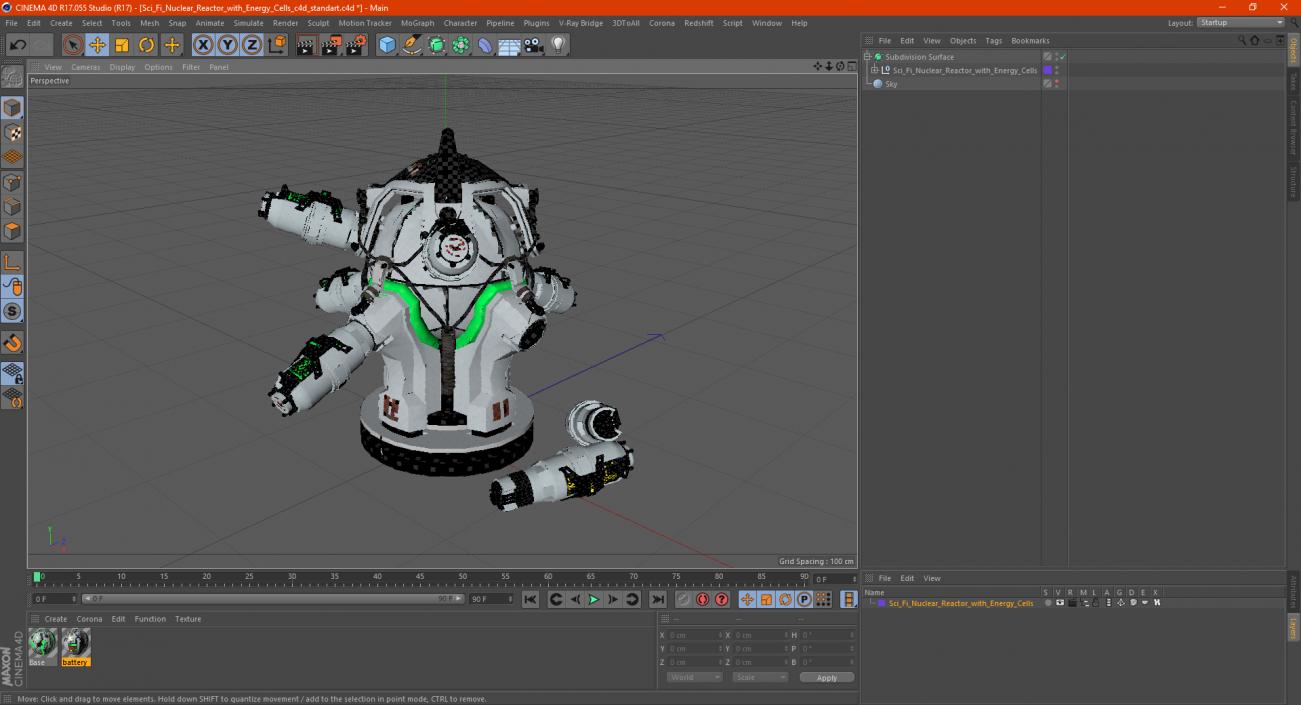 3D model Sci Fi Nuclear Reactor with Energy Cells